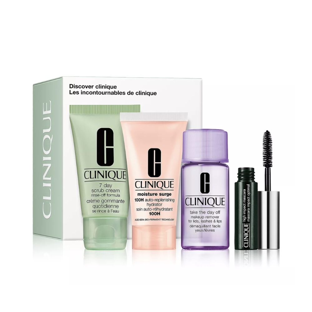 Clinique 4-Pc Discovery Kit Makeup Remover, Mascara, Scrub Cream, Moisture Surge - Picture 2 of 4